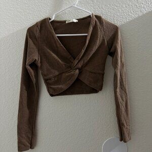 Pull&Bear women top long sleeve brown size S